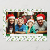 赤いホリーの水の色メリークリスマスファミリーフォト シーズンカード (正面/裏面)