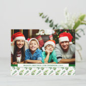 赤いホリーの水の色メリークリスマスファミリーフォト シーズンカード (スタンド正面)