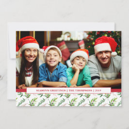 赤いホリーの水の色メリークリスマスファミリーフォト シーズンカード