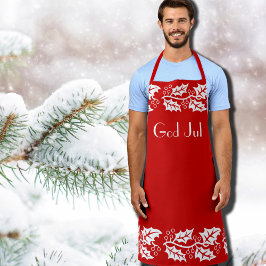 赤いホリーの白 - God Jul エプロン