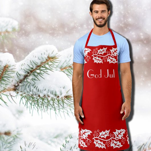 赤いホリーの白 - God Jul エプロン