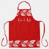 赤いホリーの白 - God Jul エプロン (正面)