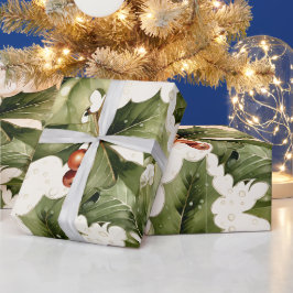 赤いホリーエレガントを作ビクトリアン成 ラッピングペーパー