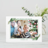 赤いホリーブーケメリークリスマスファミリー写真 シーズンカード (スタンド正面)