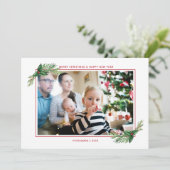 赤いホリーブーケメリークリスマスファミリー写真 シーズンカード (スタンド正面)