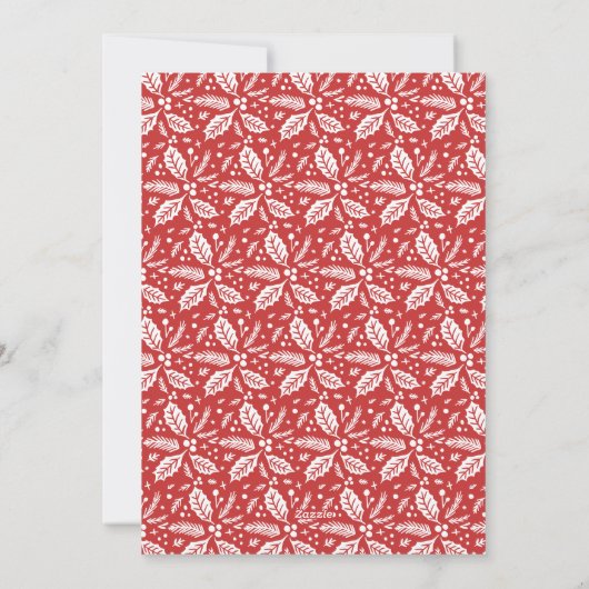 赤いホリー傾いたスナップショット2フォトクリスマス シーズンカード (裏面)