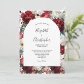 赤いホワイトウォーターのカラー花模様 エレガント 招待状 (スタンド正面)