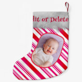 赤いホワイトキャンディーケーンパタークラシックンおもしろい スモールクリスマスストッキング (裏面)