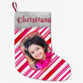 赤いホワイトキャンディーケーンパタークラシックンおもしろい スモールクリスマスストッキング (正面)