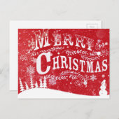 赤いホワイトクリスマスの設定 シーズンポストカード (正面/裏面)
