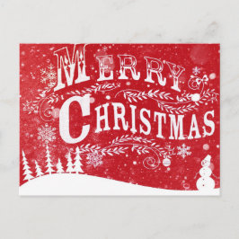 赤いホワイトクリスマスの設定 シーズンポストカード