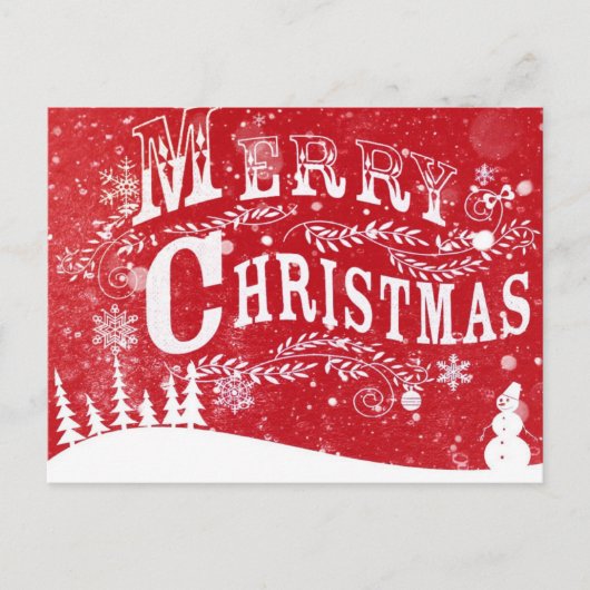 赤いホワイトクリスマスの設定 シーズンポストカード (正面)