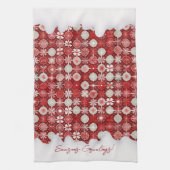 赤いホワイトクリスマスキャンディパターン#13 ID1009 キッチンタオル (縦)