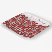 赤いホワイトクリスマスキャンディパターン#13 ID1009 ペーパープレート (傾斜あり)