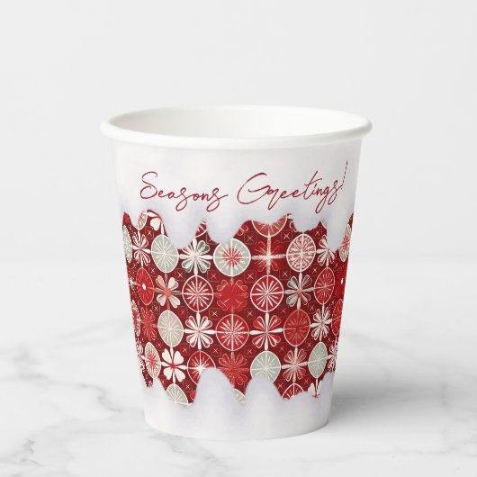 赤いホワイトクリスマスキャンディパターン#13 ID1009 紙コップ (正面)