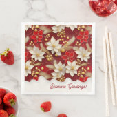 赤いホワイトクリスマスフローラルパターン#17 ID1009 (インサイチュ)