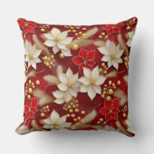 赤いホワイトクリスマスフローラルパターン#17 ID1009 クッション (正面)