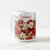 赤いホワイトクリスマスフローラルパターン#17 ID1009 コーヒーマグカップ (正面左)