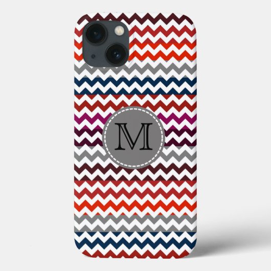 赤いホワイトグレーシェブロンジグザグモノグラムケースメイトi Case-Mate iPhoneケース (裏面)