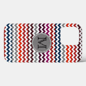 赤いホワイトグレーシェブロンジグジグモノグラム Case-Mate iPhoneケース (裏面 (横))