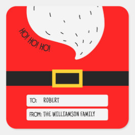 赤いホワイトサンモダンタベルトメリークリスマスラベル スクエアシール