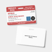 赤いホワイトサービスドッグ2ロゴなし写真ID バッジ (正面＆裏面)