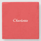 赤いホワイトスクリプエレガントトの最小モダン名 ストーンコースター (正面)