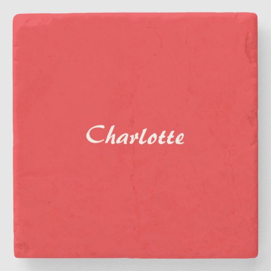 赤いホワイトスクリプエレガントトの最小モダン名 ストーンコースター (正面)
