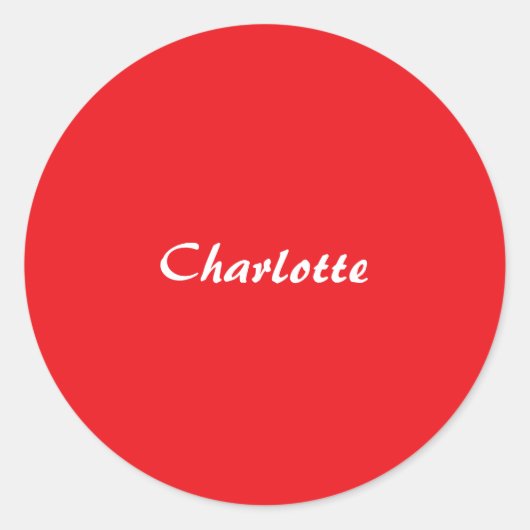 赤いホワイトスクリプエレガントトの最小モダン名 ラウンドシール (正面)