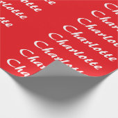 赤いホワイトスクリプエレガントトの最小モダン名 ラッピングペーパー (角)