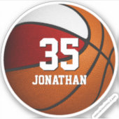 赤いホワイトスクールチームのスピリットボーイズバスケットボール シール (正面)