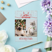 赤いホワイトスターズ2猫の写真マイクリスマス アクリル招待状 (インサイチュ (ウェディング))