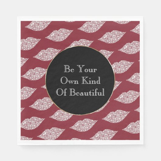 赤いホワイトダイヤモンドリップ スタンダードランチョンナプキン (正面)