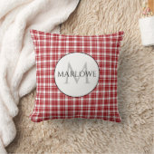 赤いホワイトチェックPlaidモノグラム クッション (ブランケット)
