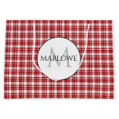 赤いホワイトチェックPlaidモノグラム ラージペーパーバッグ (正面)