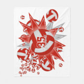 赤いホワイトバレーボール吹き出しスポーツルームの装飾 フリースブランケット (正面)