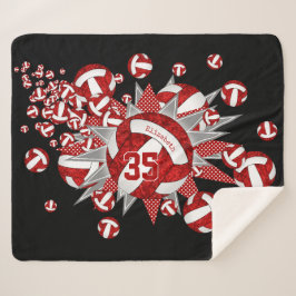 赤いホワイトバレーボール星ガールズ名前をカスタムする シェルパブランケット