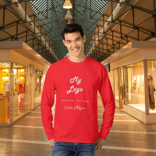 赤いホワイトビジネスロゴ名の署名 Tシャツ