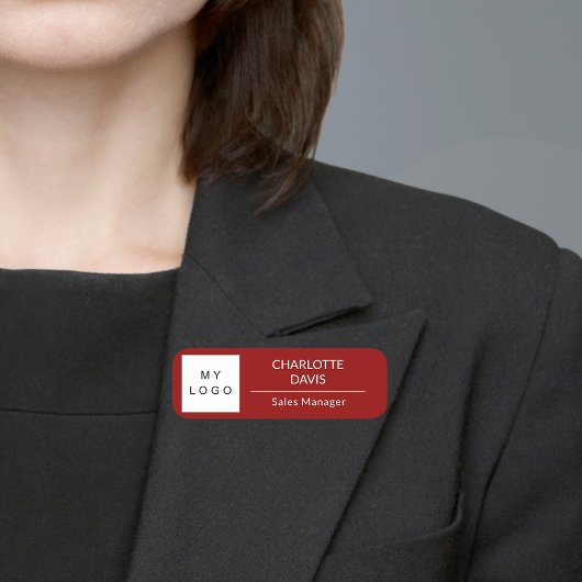 赤いホワイトビジネスロゴ従業員モダン 名札