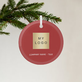 赤いホワイトビジネス会社のロゴ ガラスオーナメント