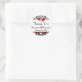 赤いホワイトブラックダマスクハート1.5インチラウンドステッカー2 ラウンドシール (バッグ)