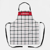 赤いホワイトプレイドクリスマスモノグラムパーソナライズされた エプロン (正面)