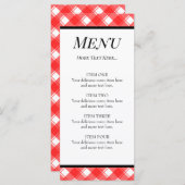赤いホワイトプレイドチェックパターンカスタムメニューカード メニュー (正面/裏面)