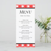 赤いホワイトプレイドチェックパターンカスタムメニューカード メニュー (スタンド正面)