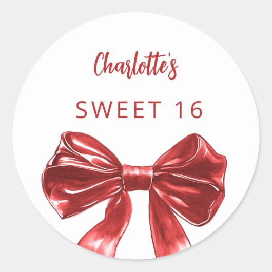 赤いホワイトボウ甘い16 ラウンドシール (正面)