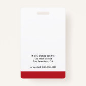 赤いホワイトメディカルホスピタルのスタッフのサークル写真ID バッジ (裏面)