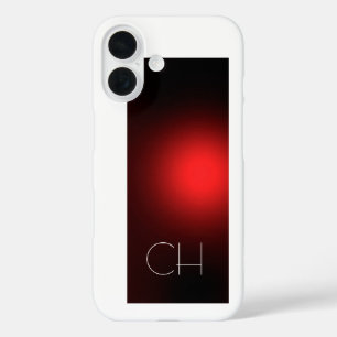 赤いホワイトモノグラムシンプルの置き換えプレーンユーザーの追加 iPhone 16ケース