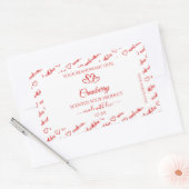 赤いホワイトワードクラウド製品ラベルかわいいハート 長方形シール (封筒)