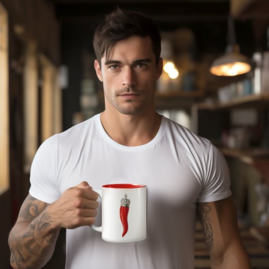 赤いホーおもしろいンイタリアンコルヌートステレオタイプ ツートーンマグカップ