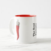 赤いホーおもしろいンイタリアンコルヌートステレオタイプ ツートーンマグカップ (正面左)